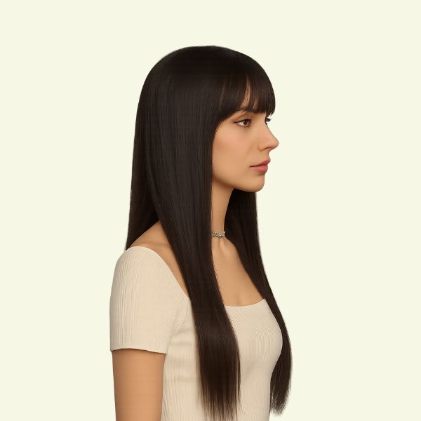 Tóc Giả Nữ Nguyên Đầu - Siêu Da Kiểu Mái Thưa Dài 60cm | Wina