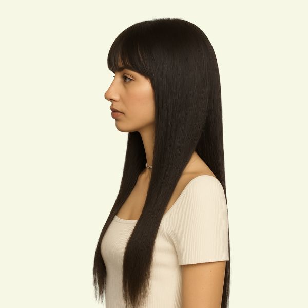 Tóc Giả Nữ Nguyên Đầu - Siêu Da Kiểu Mái Thưa Dài 60cm | Wina