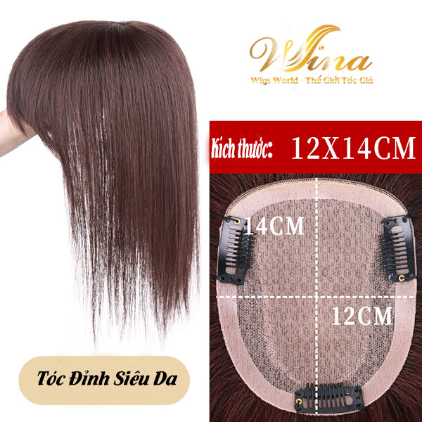 Mái Hói Tóc Thật WINA Phủ Đỉnh Siêu Da Thật 4D Kích Thước 12x13 MH-092