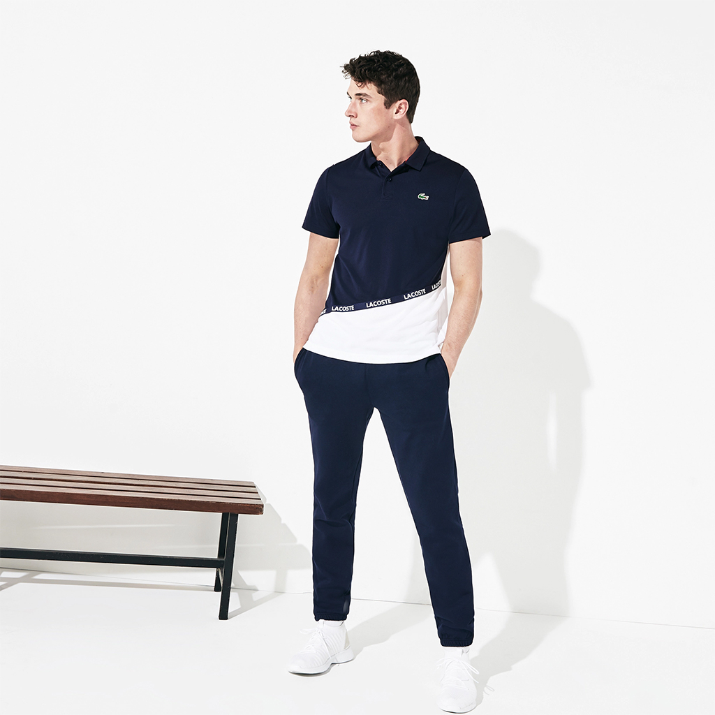 Áo Polo Lacoste SPORT Signature Band Breathable Colourblock (Navy/Trắng)