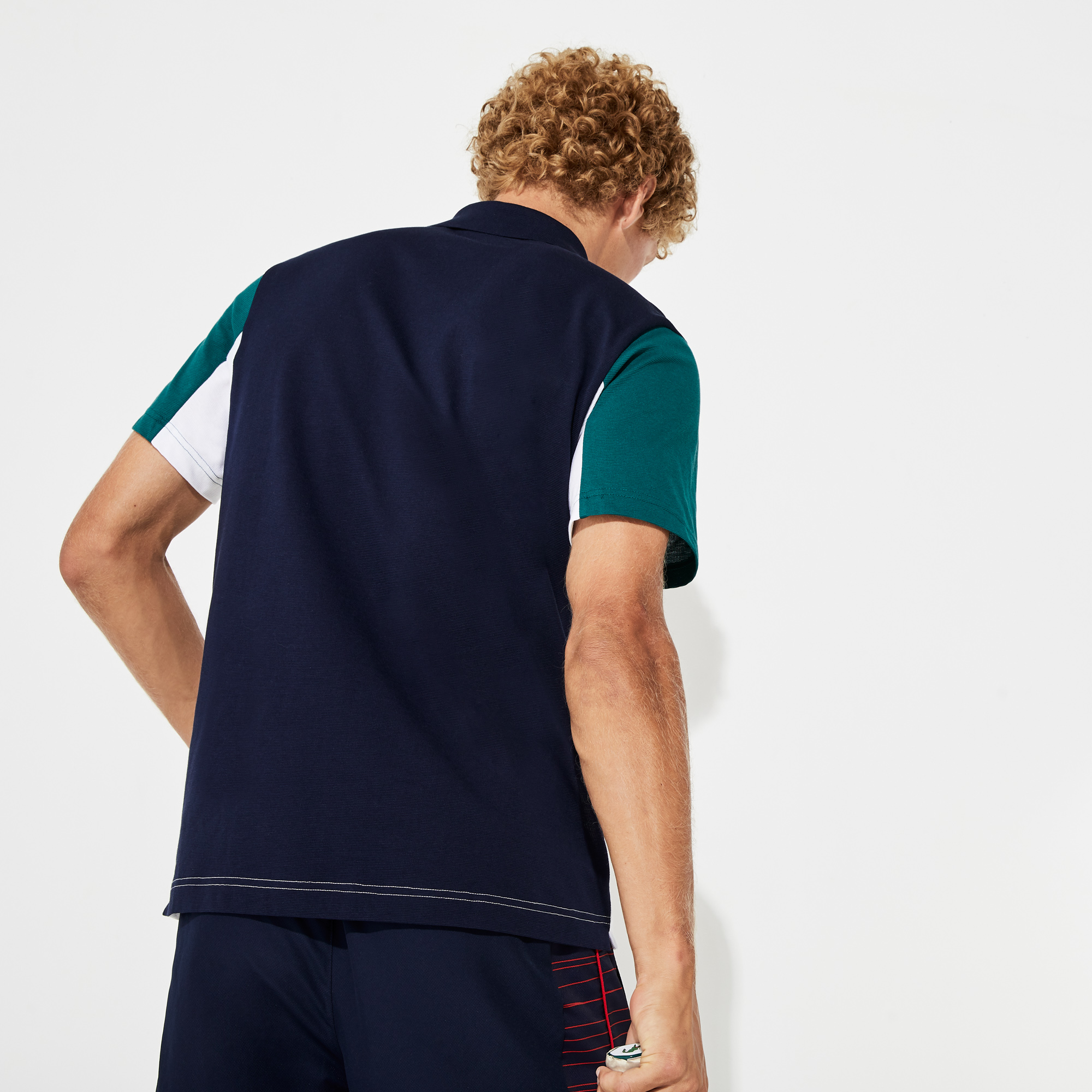 Áo Polo Lacoste SPORT Ultra-Light Colourblock (Trắng/Navy/Green)