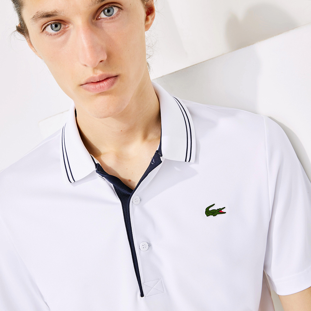 Áo Lacoste SPORT Signature Breathable Polo (Trắng)