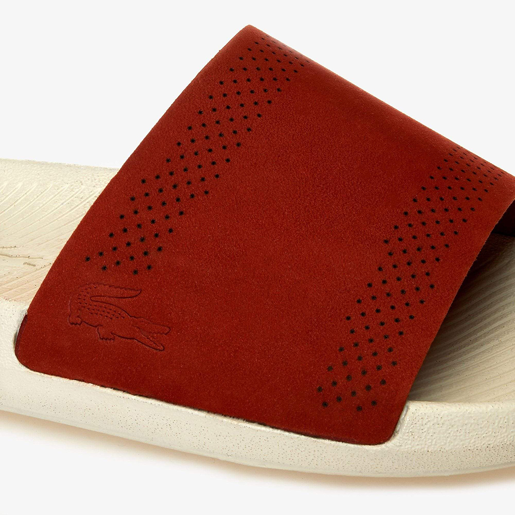 Dép Lacoste Croco Leather Slides (Đỏ đun)