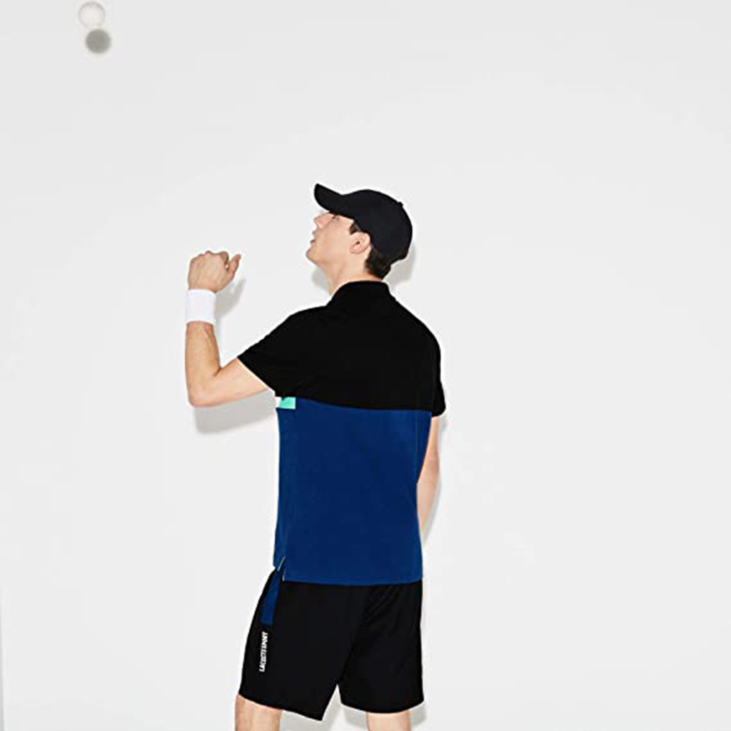 Áo Lacoste SPORT Colourblock Ultra-Light Cotton Polo (Đen-Xanh)