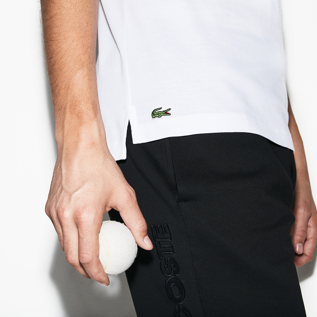 Áo Lacoste SPORT Rubber Lettering Ultra Light Cotton And Mesh Polo – Trắng