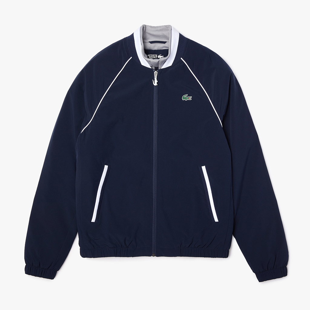 Áo khoác Lacoste SPORT nhẹ, chống nước, khóa kéo – Xanh Navy