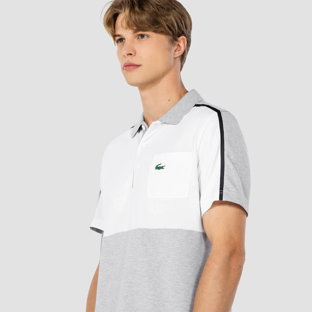 Áo Lacoste SPORT Breathable Colorblock – Trắng/Xám