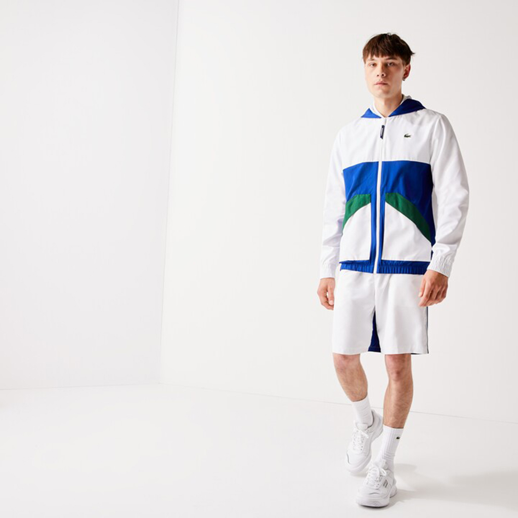 Áo khoác Lacoste Sport Contrast Hood Water-Resistant – Trắng/Xanh Blue