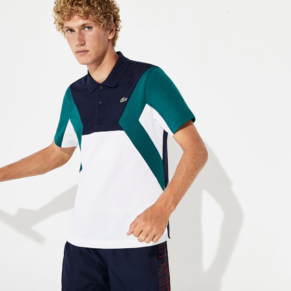 Áo Polo Lacoste SPORT Ultra-Light Colourblock (Trắng/Navy/Green)