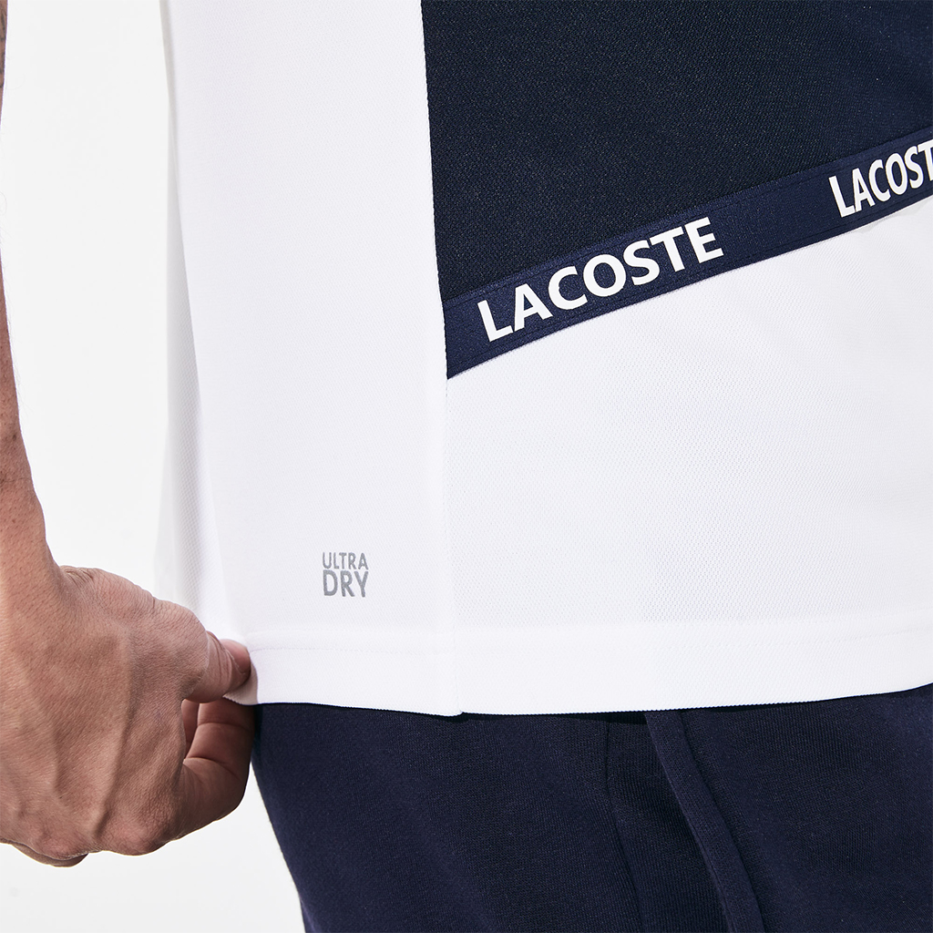 Áo Polo Lacoste SPORT Signature Band Breathable Colourblock (Navy/Trắng)