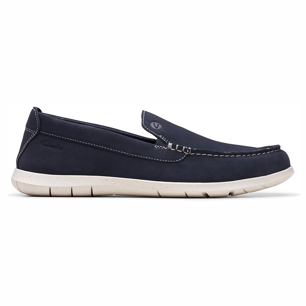 Giày lười nam da lộn Clarks Flx Stp – Màu Navy