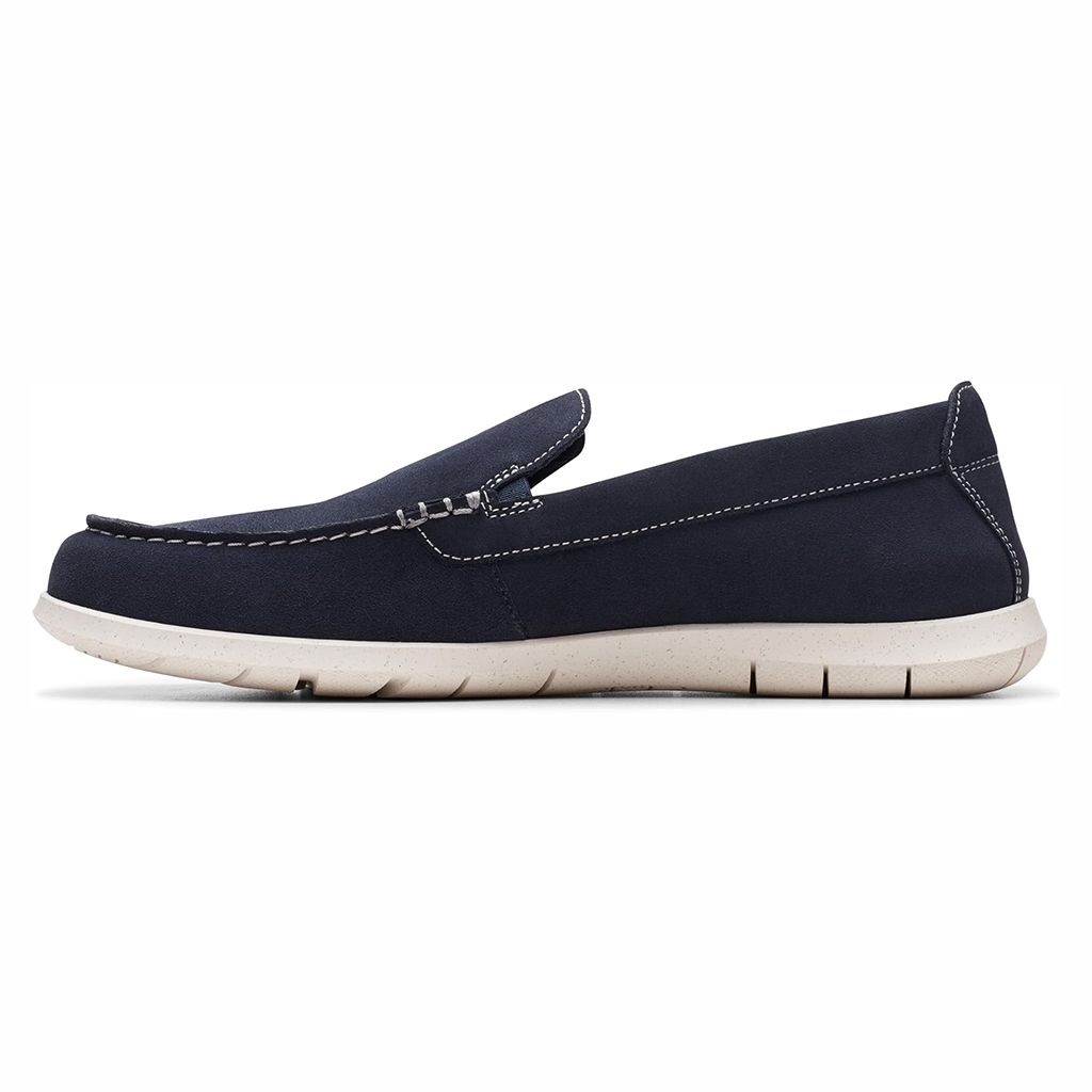 Giày lười nam da lộn Clarks Flx Stp – Màu Navy