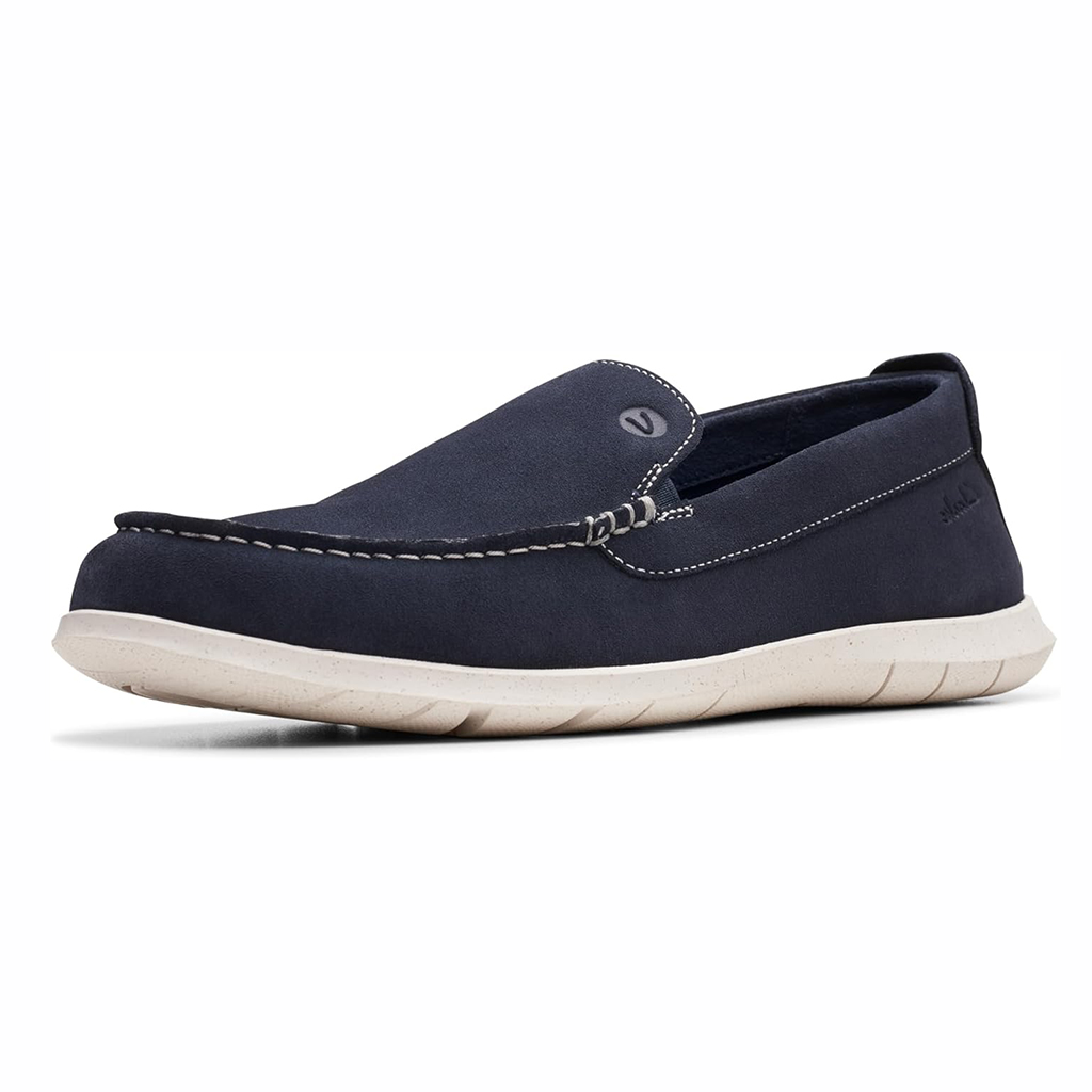 Giày lười nam da lộn Clarks Flx Stp – Màu Navy