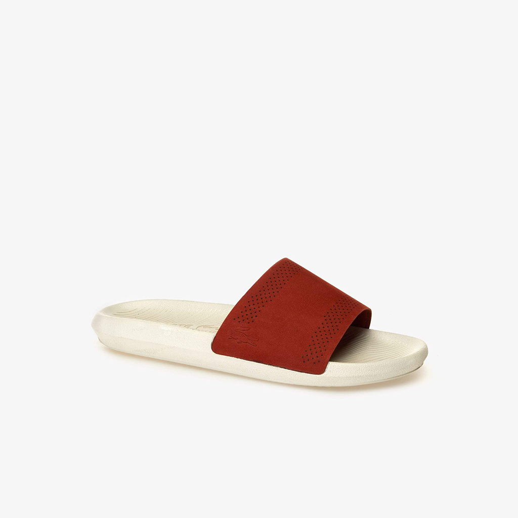 Dép Lacoste Croco Leather Slides (Đỏ đun)