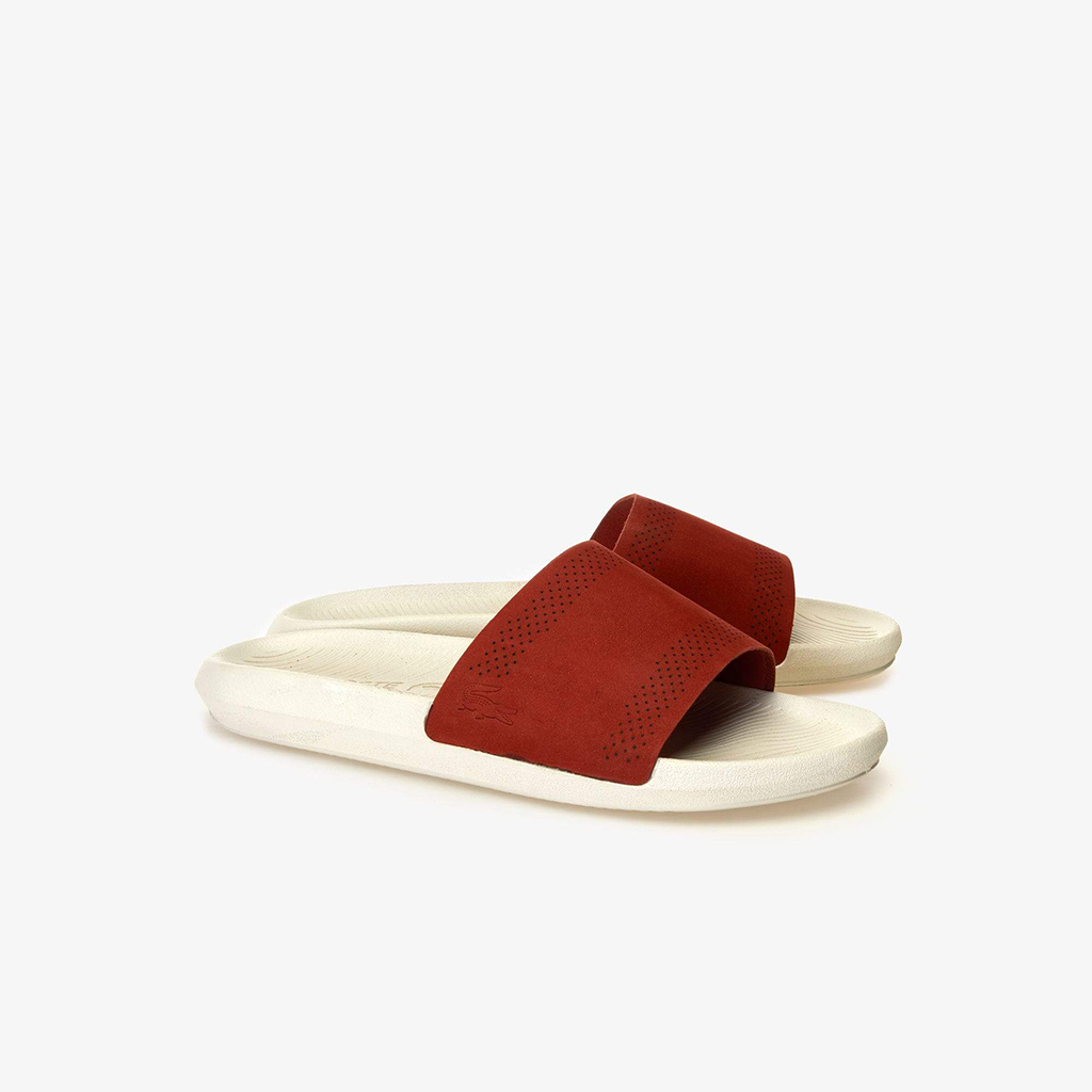 Dép Lacoste Croco Leather Slides (Đỏ đun)