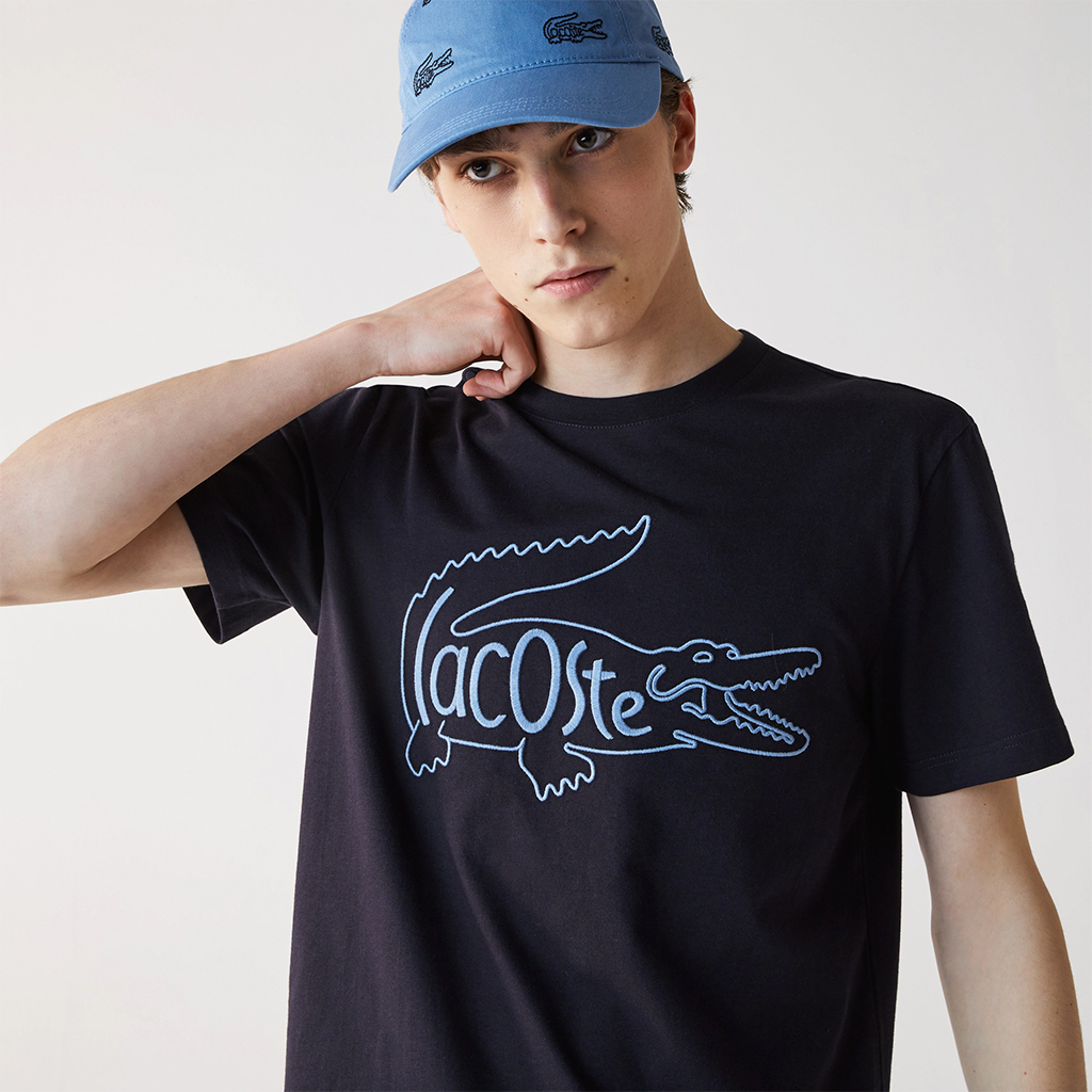 Áo Lacoste Crocodile-Embroidery Cotton T-shirt – Navy