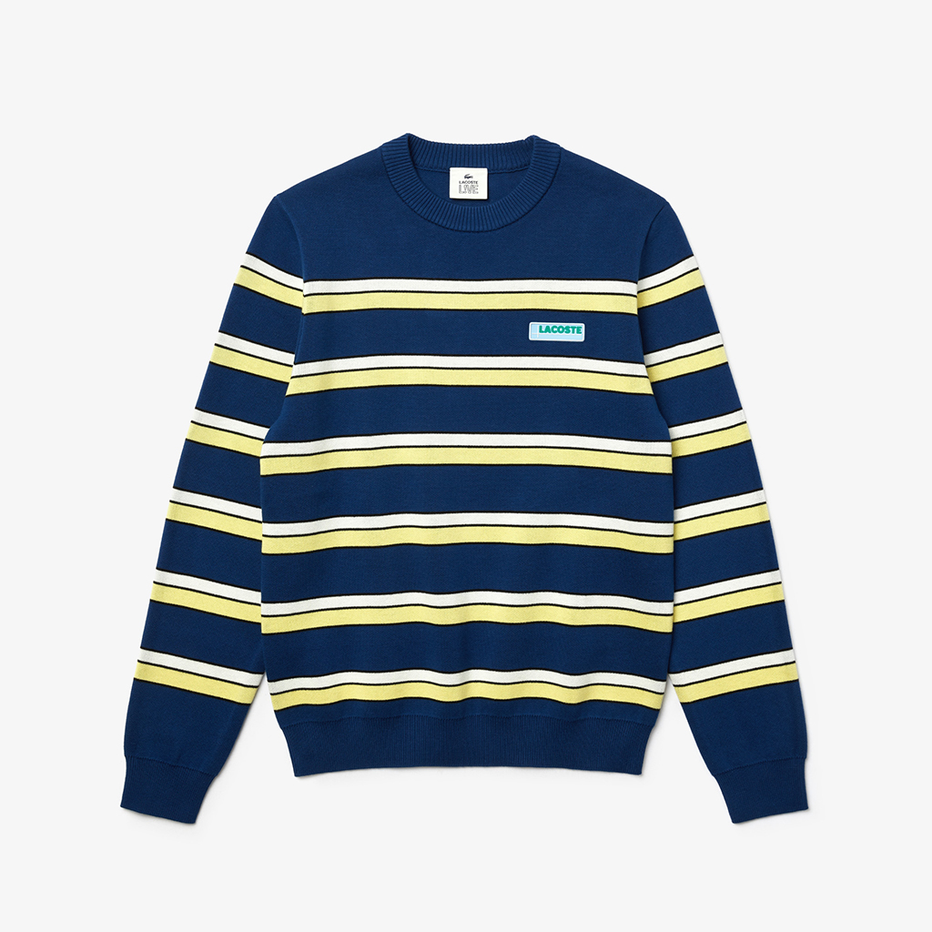 Áo len Lacoste LIVE Striped Cotton Crew Neck – Xanh Navy