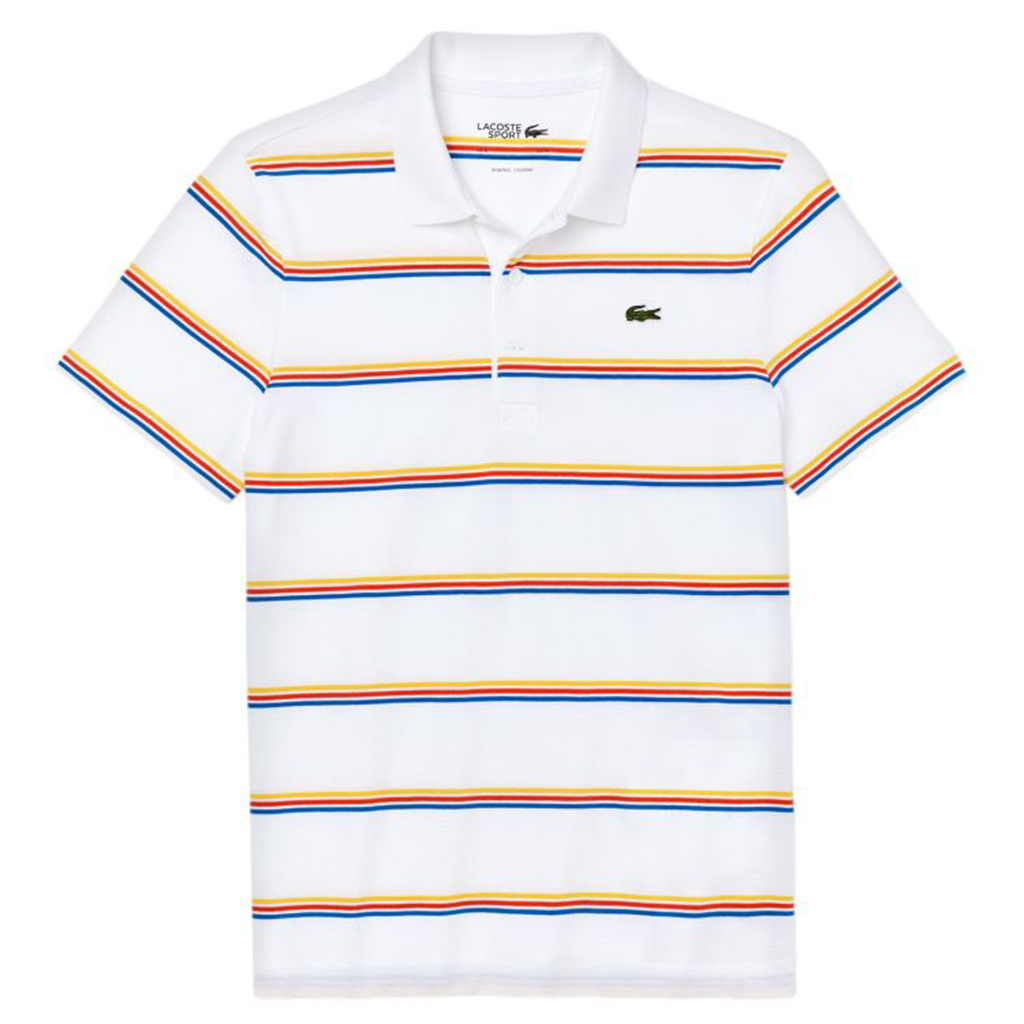 Áo Lacoste Striple Polo (Slim Fit) – Trắng