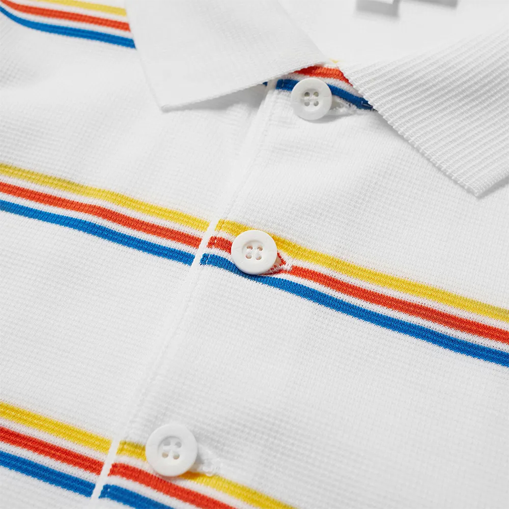 Áo Lacoste Striple Polo (Slim Fit) – Trắng