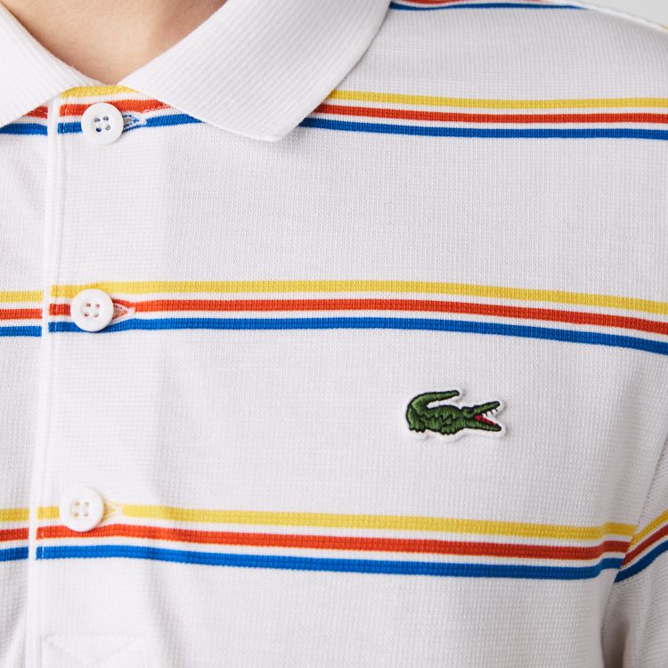 Áo Lacoste Striple Polo (Slim Fit) – Trắng