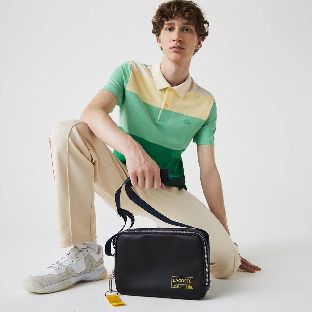 Túi đeo chéo Lacoste Lettered Rectangular – Đen/Navy