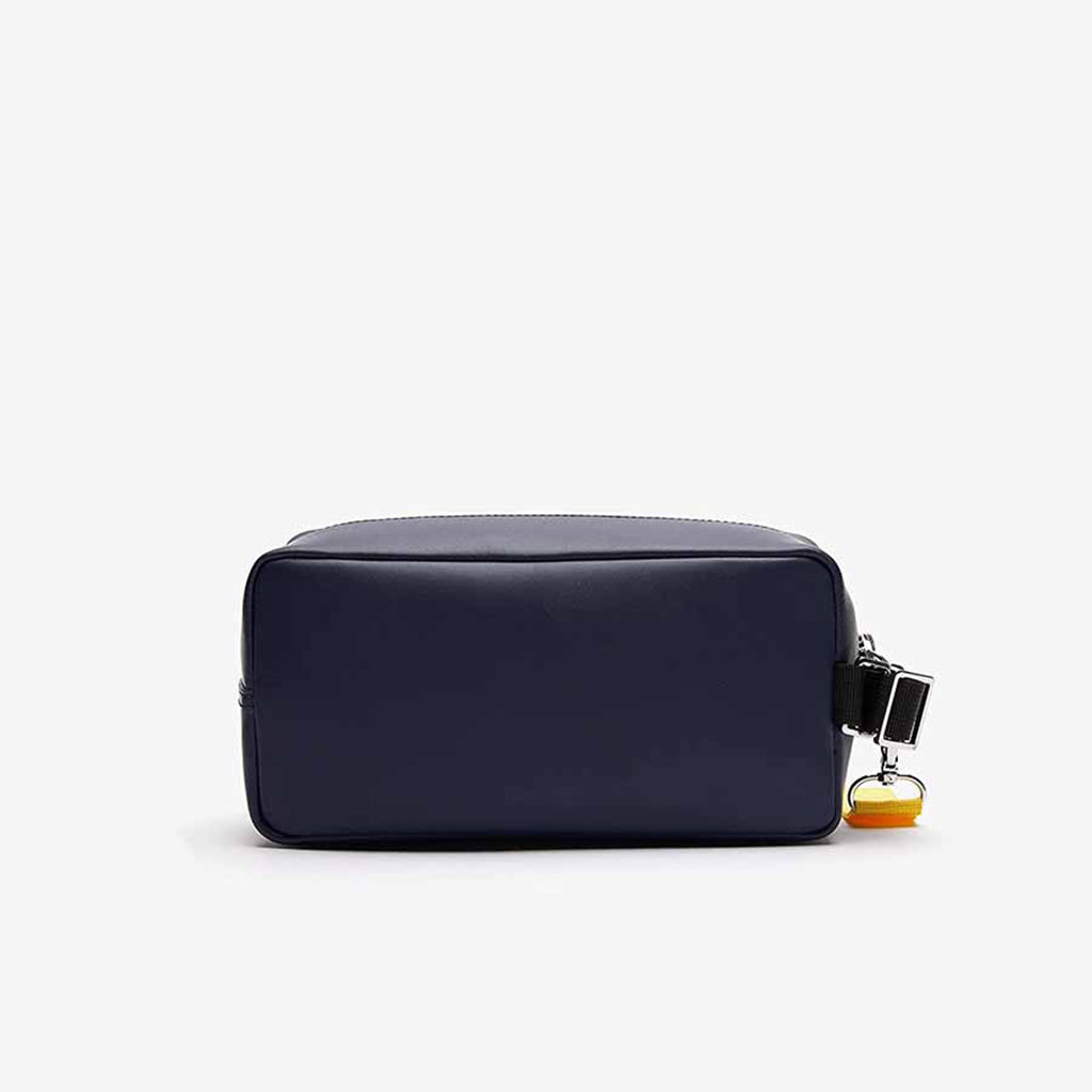 Túi trống Lacoste Lettered Smooth Leather Toilet Kit – Đen/Navy