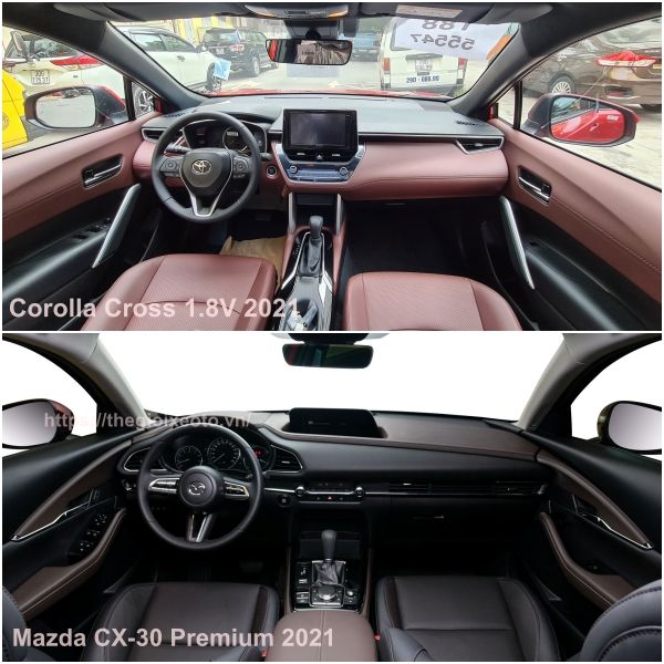 Không gian nội thất Toyota Cross 1.8V và Mazda CX-30 Premium 2021
