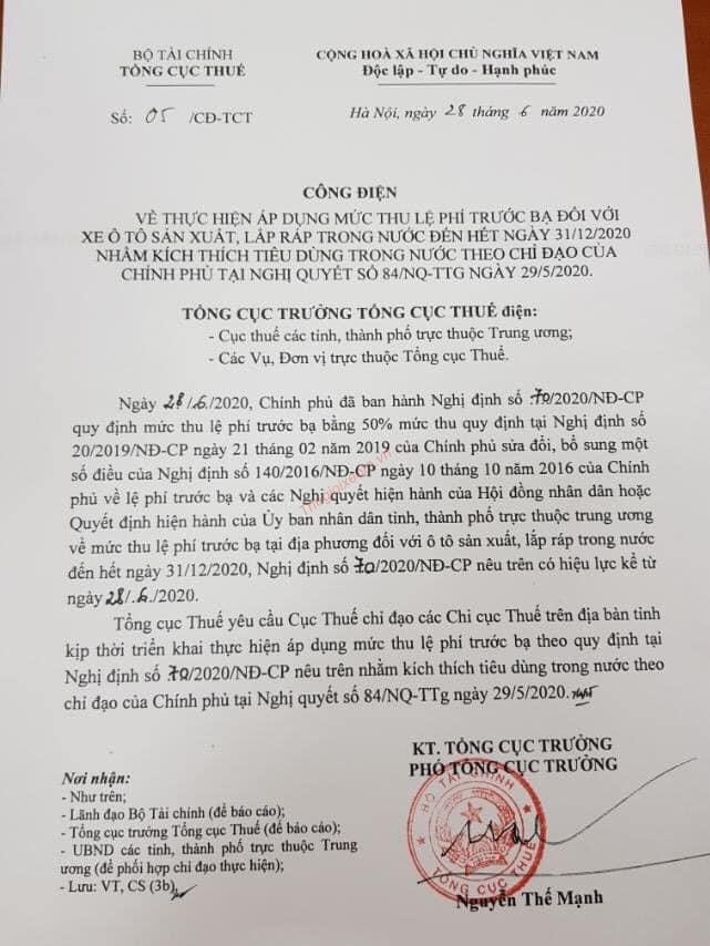 Giảm thuế trước bạ 50% cho xe ô tô sản xuất và lắp ráp tại Việt Nam