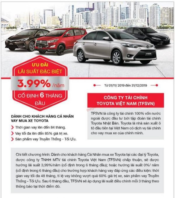 mua xe toyota trả góp hưởng lãi suất 0%/năm