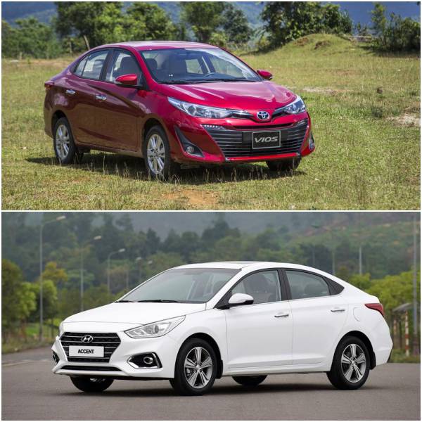 Ngoại thất Hyundai Accent và Toyota Vios