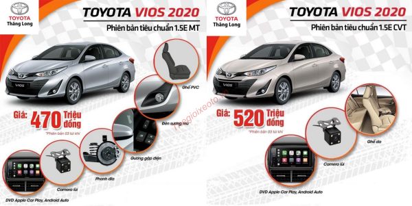 So sánh Toyota Vios E MT và E CVT 2021