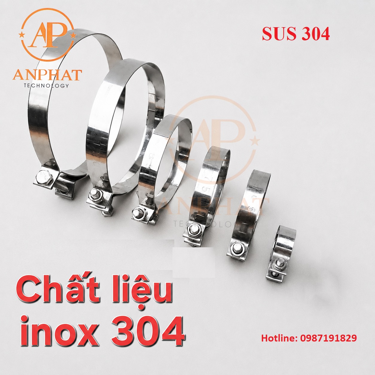 Đai Siết BuLong chuẩn inox 304 ( SIZE 25mm - 350mm )