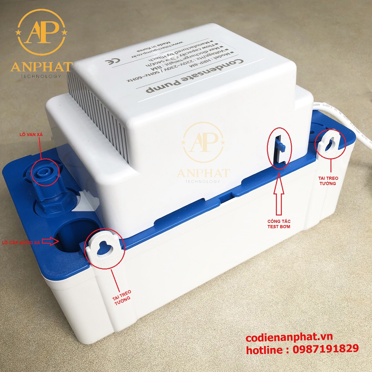 Máy bơm nước ngưng điều hòa HRP-6M ( đẩy cao 6 mét)
