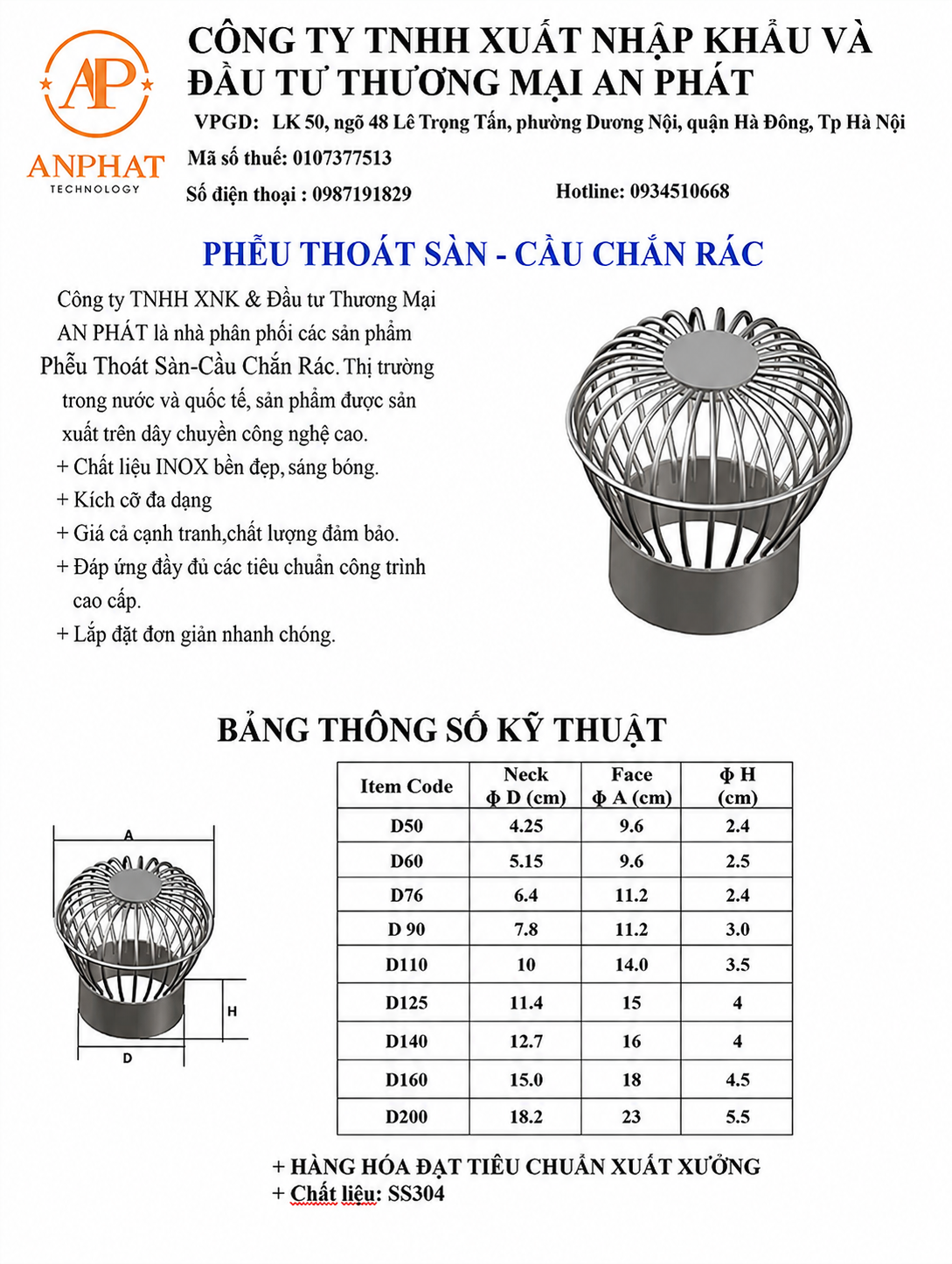 Quả cầu chắn rác inox 304