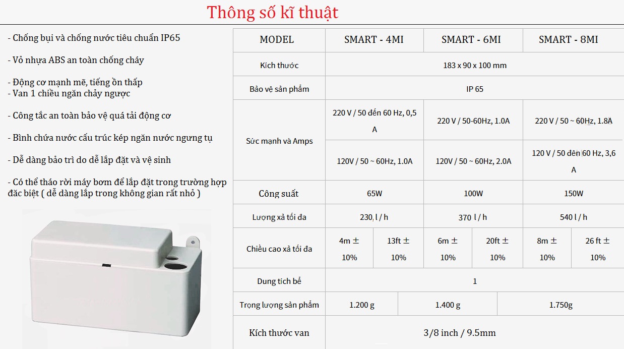 Máy bơm nước ngưng SMART -4MI