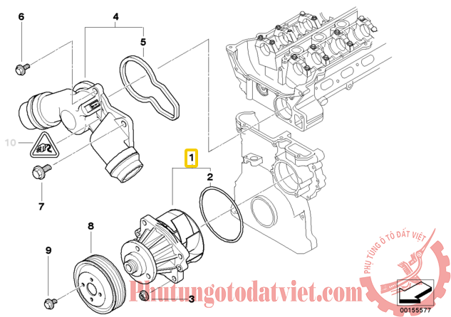 Bơm nước BMW 3 Seri E46 5 Seri E39 E60 E61 - 11517527910