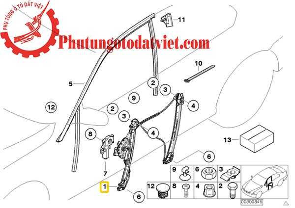 Compa lên xuống kính trước BMW 318i seri 3 - 51337020659