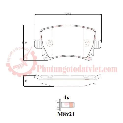 Má phanh sau Audi A6 | Bố thắng Audi | 4F0698451D