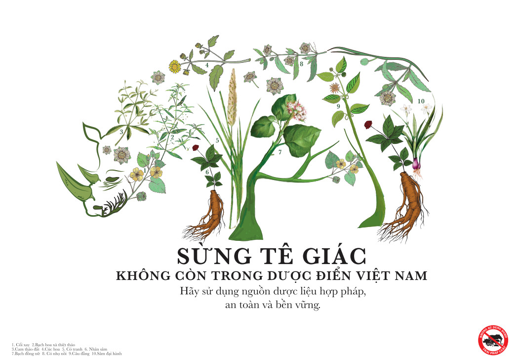 Sừng Tê Giác không còn trong dược điển Việt Nam. Hãy sử dụng nguồn dược liệu hợp pháp, an toàn và bền vững!