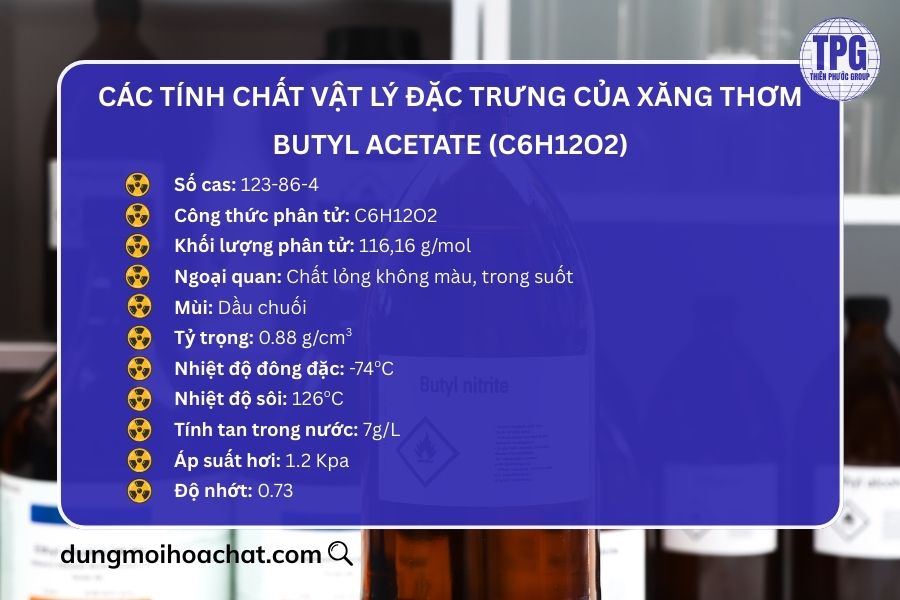 Các tính chất vật lý đặc trưng của Butyl Acetate 