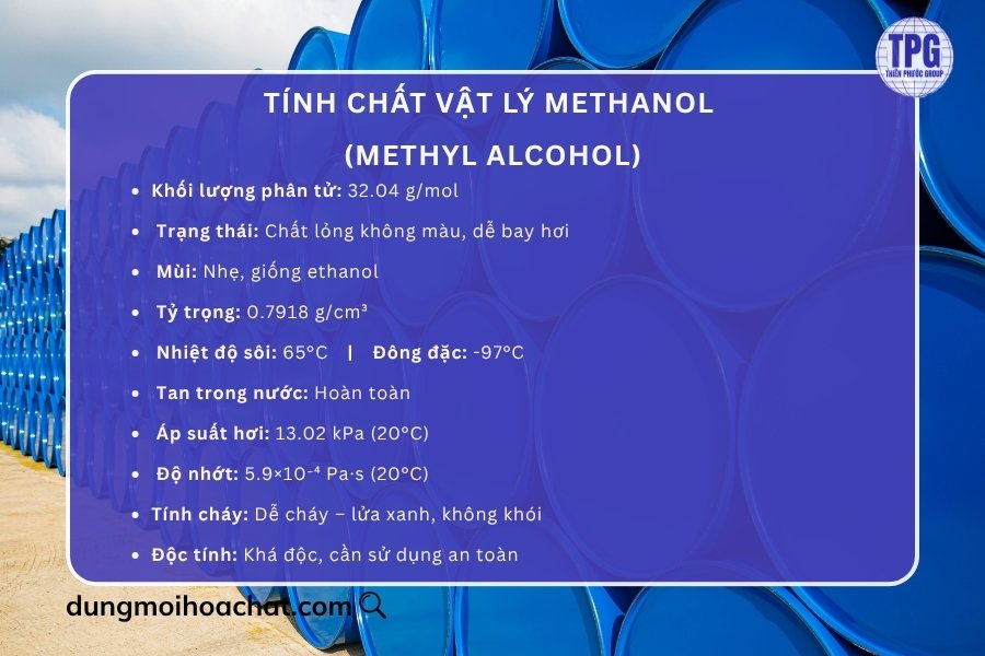 Tính chất vật lý của dung môi Methanol 