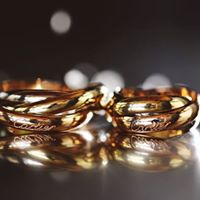 Nhẫn đôi vàng hồng 18k, nhập khẩu Italy.