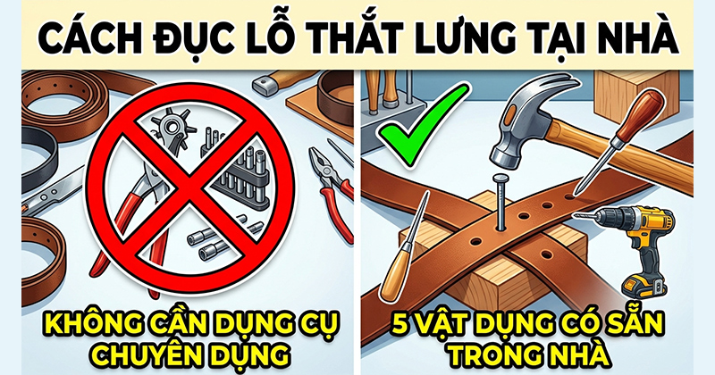 Cách đục lỗ thắt lưng, dây nịt tại nhà không cần dụng cụ chuyên dụng