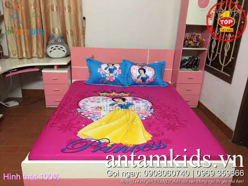Bộ ga gối hình Công chúa Disney Nàng Bạch Tuyết - Snow White cho em bé gái