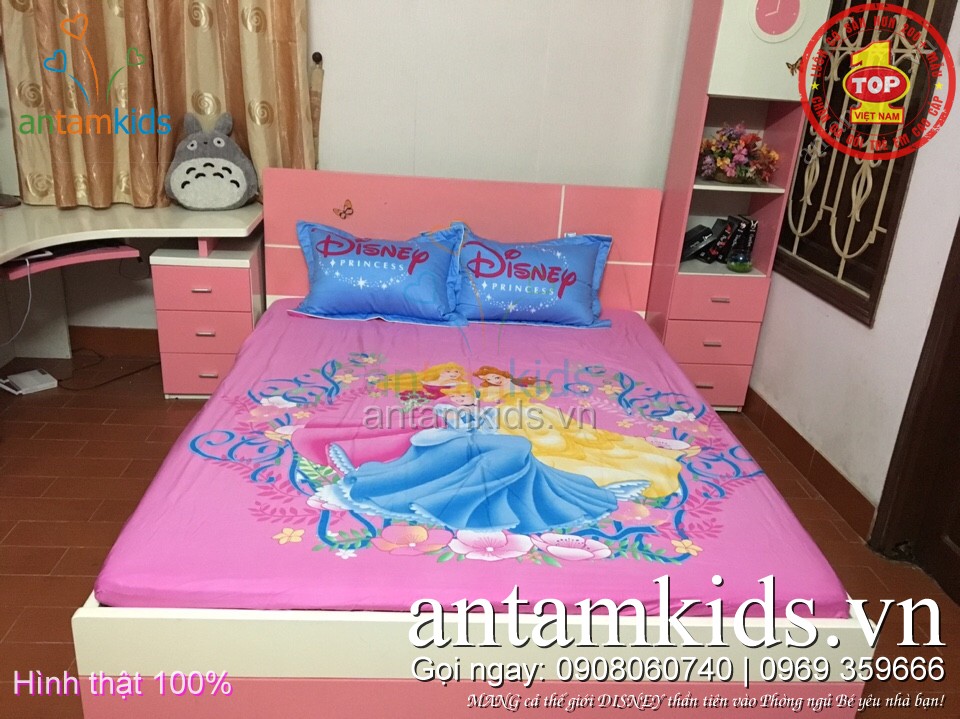 Các kiểu mẫu Drap trải giường cho em bé gái hình Công chúa Disney Princess, Búp bê Barbie, Nàng tiên cá Ariel, Nữ hoàng băng giá Frozen Elsa - công chúa Anna, Hello Kitty đẹp mê ly