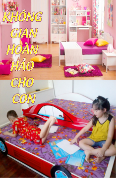 Nội thất trẻ em, phòng ngủ giường ngủ ô tô công chúa cho bé trai bé gái