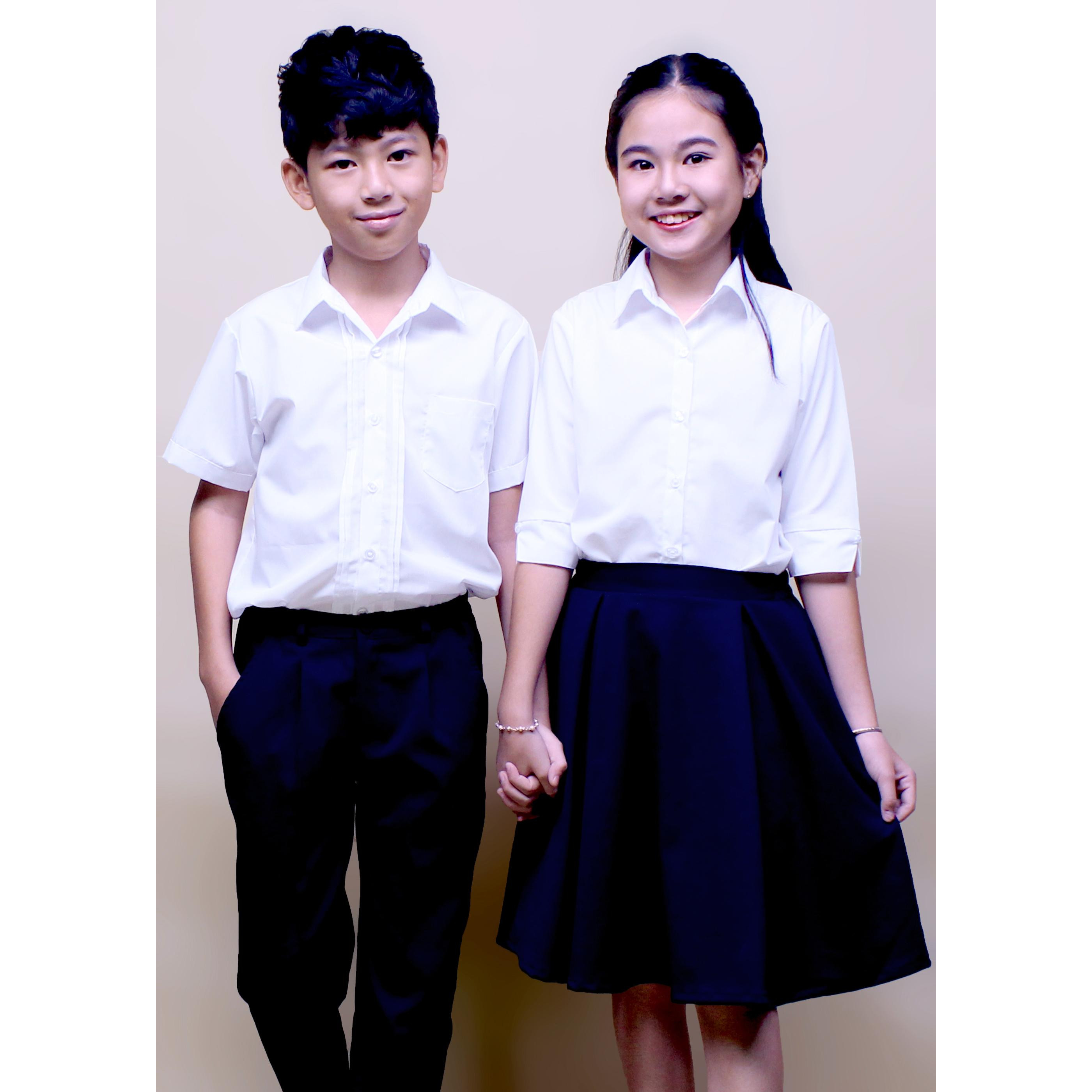 Áo SơMi Dài Tay, Cộc Tay Màu Trắng, Đồng Phục Cấp 1, Tiểu Học | Đồng Phục CÚ VỌ