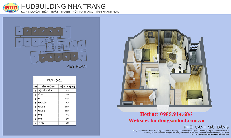 chung cư số 4 nguyễn thiện thuật - căn 2 phòng ngủ