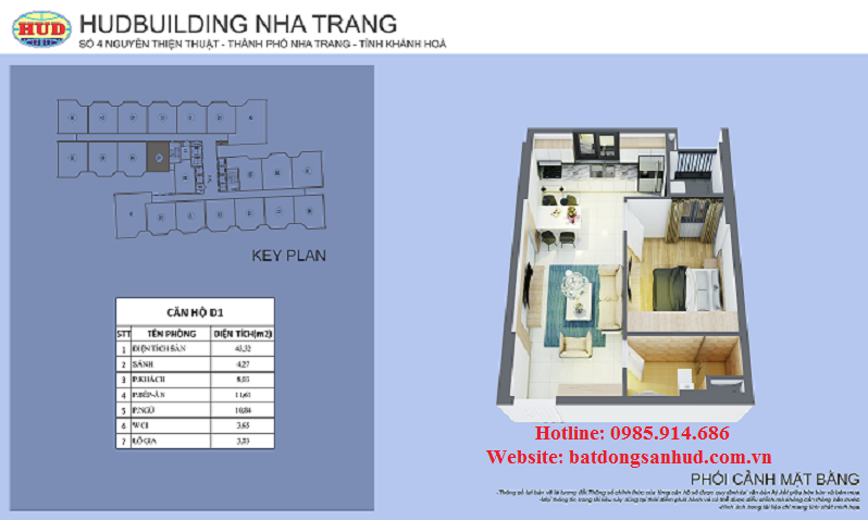 Căn 1 phòng ngủ chung cư số 4 nguyễn thiện thuật