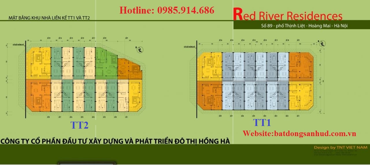 Mặt bằng chia lô TT1 và TT2 liền kề 89 Thịnh Liệt